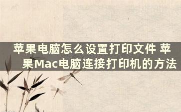 苹果电脑怎么设置打印文件 苹果Mac电脑连接打印机的方法